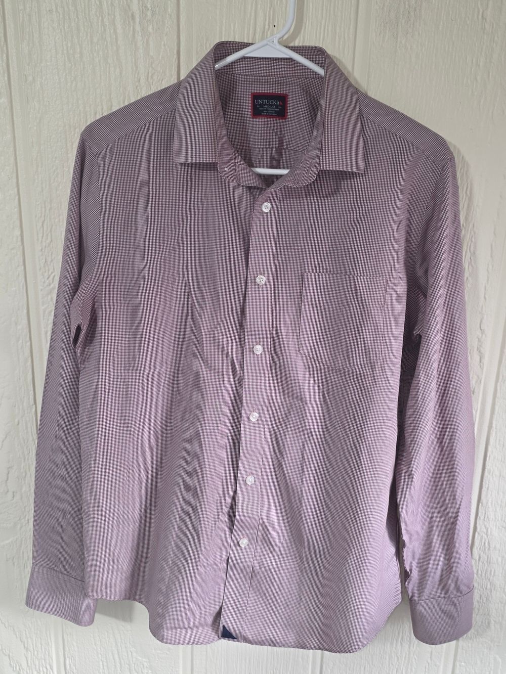UNTUCKit Men’s Button-Down Shirt - Light Purple Check, Size Medium